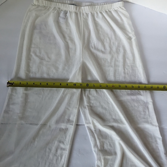 Wide Leg Pants White Mesh Swim Cover Up Pant Poolside Beachwear - Picture 6 of 12